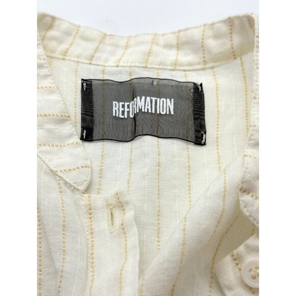 Reformation Lightweight Button Down Blouse White Cream Stripes Feminine Size XXS - Picture 5 of 7